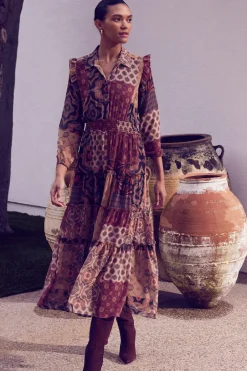 MISA Los Angeles AHREANA DRESS Surrealpatchworkchiffon New