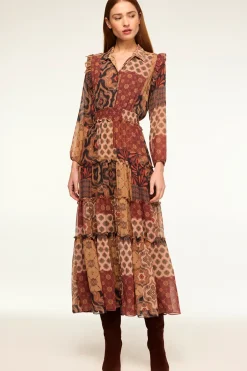 MISA Los Angeles AHREANA DRESS Surrealpatchworkchiffon New