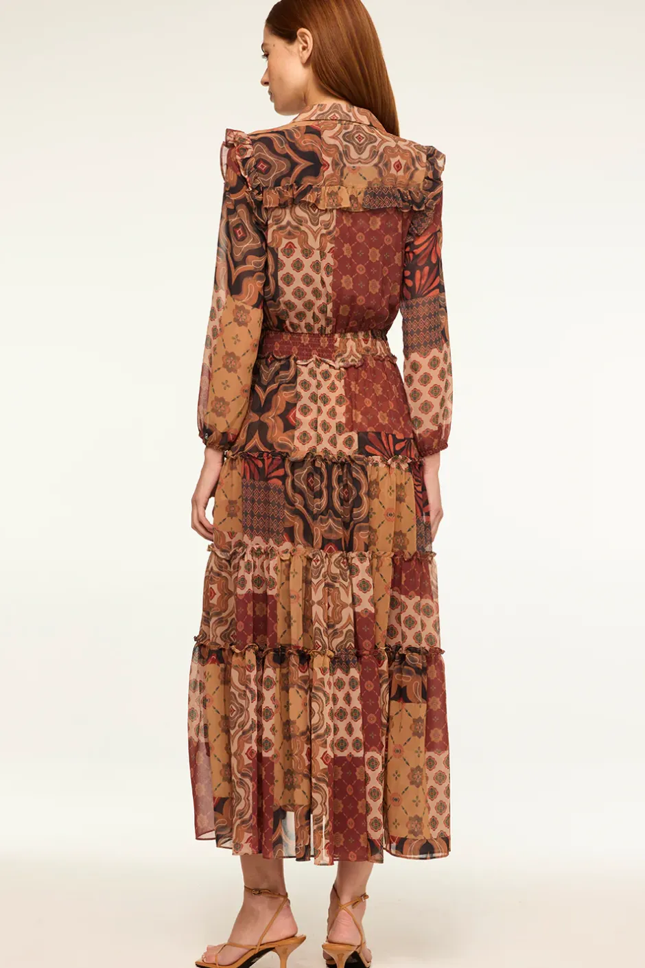 MISA Los Angeles AHREANA DRESS Surrealpatchworkchiffon New