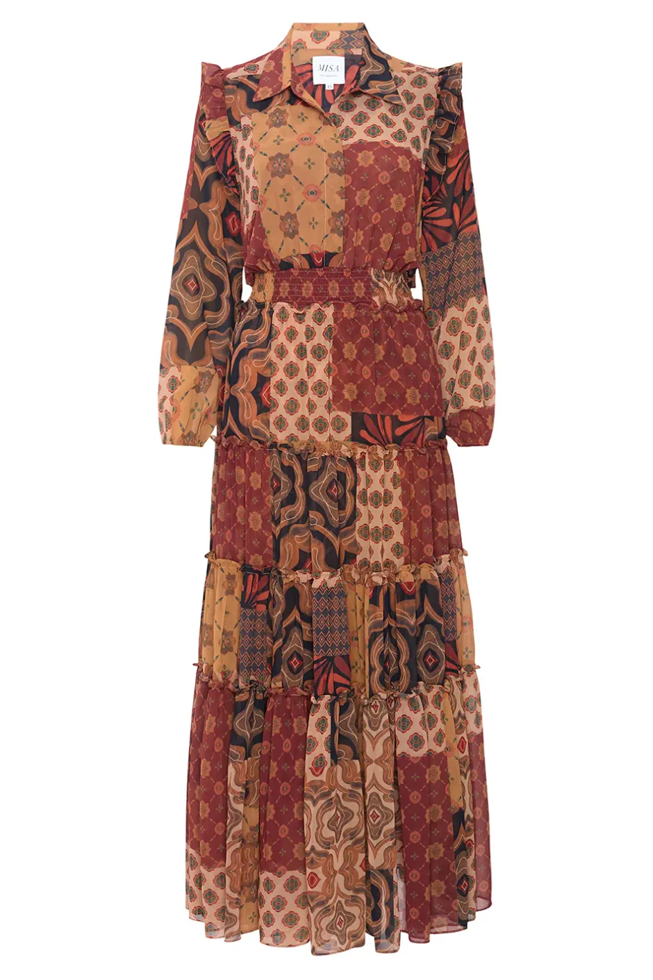 MISA Los Angeles AHREANA DRESS Surrealpatchworkchiffon New