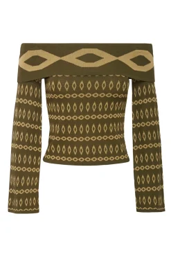 MISA Los Angeles ALANI TOP Olivegeostripe Online