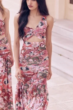 MISA Los Angeles ALETHEA DRESS Resortbatikmesh New