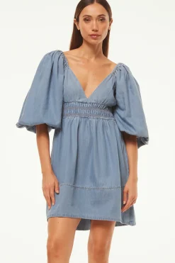 MISA Los Angeles ARYN DRESS Bluechambray Outlet