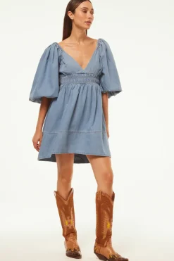 MISA Los Angeles ARYN DRESS Bluechambray Outlet