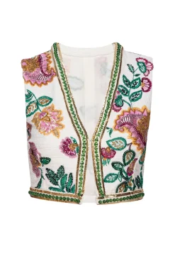 MISA Los Angeles BASHIRA TOP Malikapaisleyfloralembroidery Online