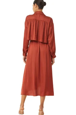 MISA Los Angeles BLAIR DRESS Burntorangesatin Clearance
