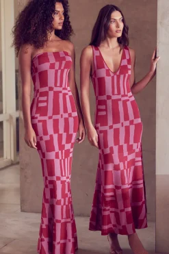 MISA Los Angeles BRENNA DRESS Pinku0026red Hot