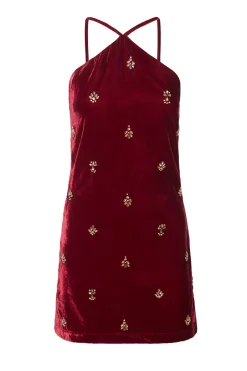 MISA Los Angeles CAMILLE DRESS Garnetvelvet Hot