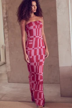 MISA Los Angeles CANDICE DRESS Pinku0026red Fashion