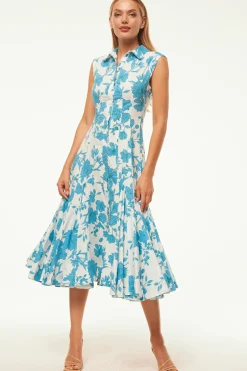 MISA Los Angeles CHARLOTTE DRESS Turquoiseflorapoplin Outlet