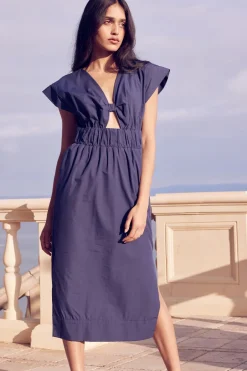 MISA Los Angeles CLAUDINE DRESS Midnightbluepoplin Clearance