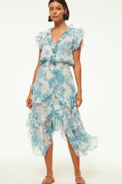 MISA Los Angeles DAKOTA DRESS Turquoiseflorachiffon Online