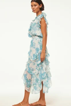 MISA Los Angeles DAKOTA DRESS Turquoiseflorachiffon Online