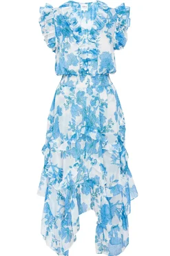 MISA Los Angeles DAKOTA DRESS Turquoiseflorachiffon Online