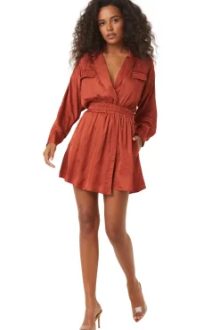 MISA Los Angeles DANIELLE DRESS Burntorangesatin Hot