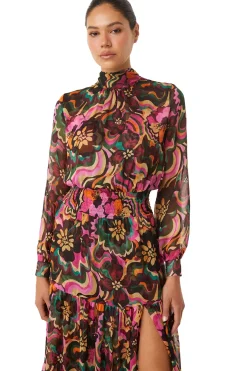 MISA Los Angeles DAPHNE DRESS Floragroovechiffon Outlet