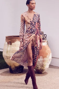 MISA Los Angeles ELIZA DRESS Surrealpatchworksatin Outlet