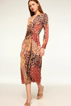 MISA Los Angeles ELIZA DRESS Surrealpatchworksatin Outlet