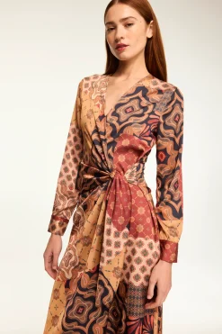 MISA Los Angeles ELIZA DRESS Surrealpatchworksatin Outlet