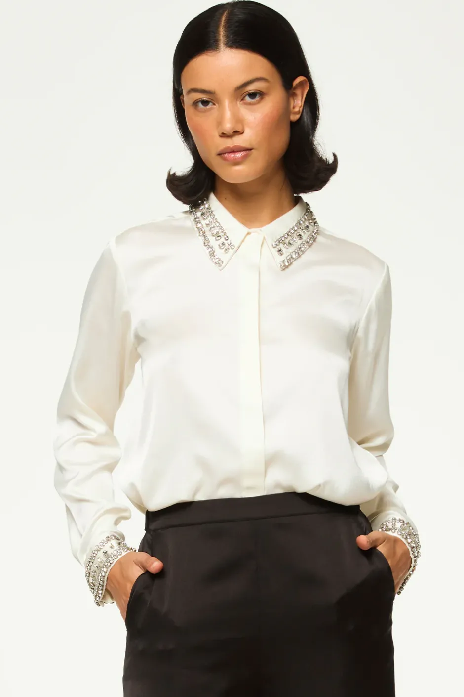 MISA Los Angeles ELLIE TOP Ivorysatin Fashion