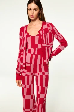 MISA Los Angeles ELVIN CARDIGAN Pinku0026red Sale