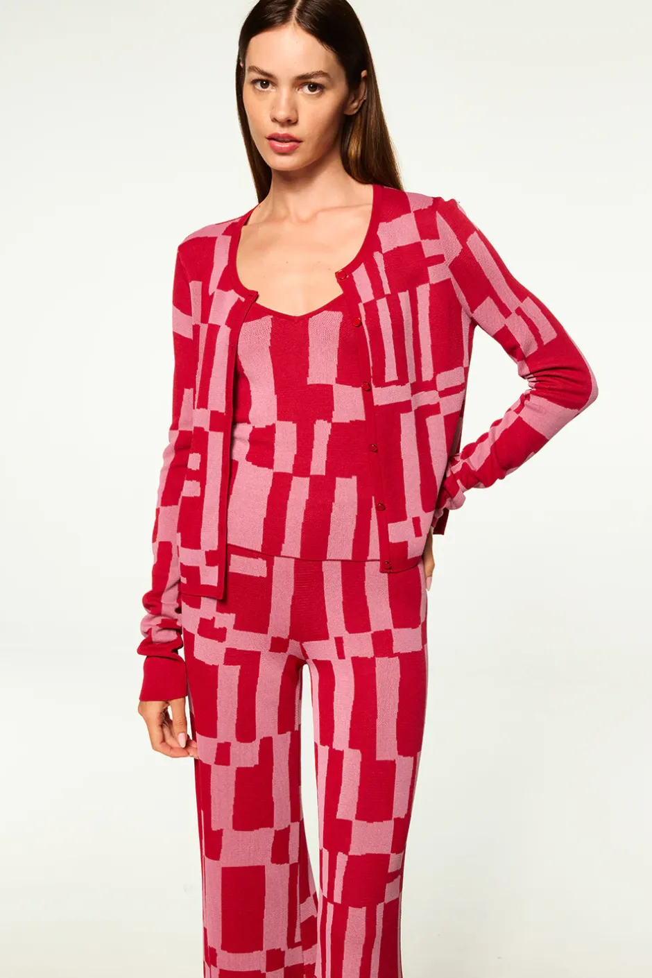 MISA Los Angeles ELVIN CARDIGAN Pinku0026red Sale