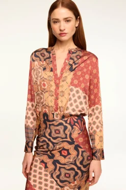 MISA Los Angeles FRANKIE TOP Surrealpatchworksatin Hot