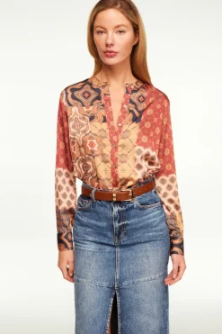 MISA Los Angeles FRANKIE TOP Surrealpatchworksatin Hot