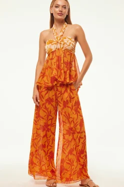 MISA Los Angeles FREDA PANT Atlasfloralpersimmon Clearance