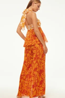 MISA Los Angeles FREDA PANT Atlasfloralpersimmon Clearance
