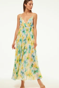 MISA Los Angeles GALETA DRESS Citronwatercolor New