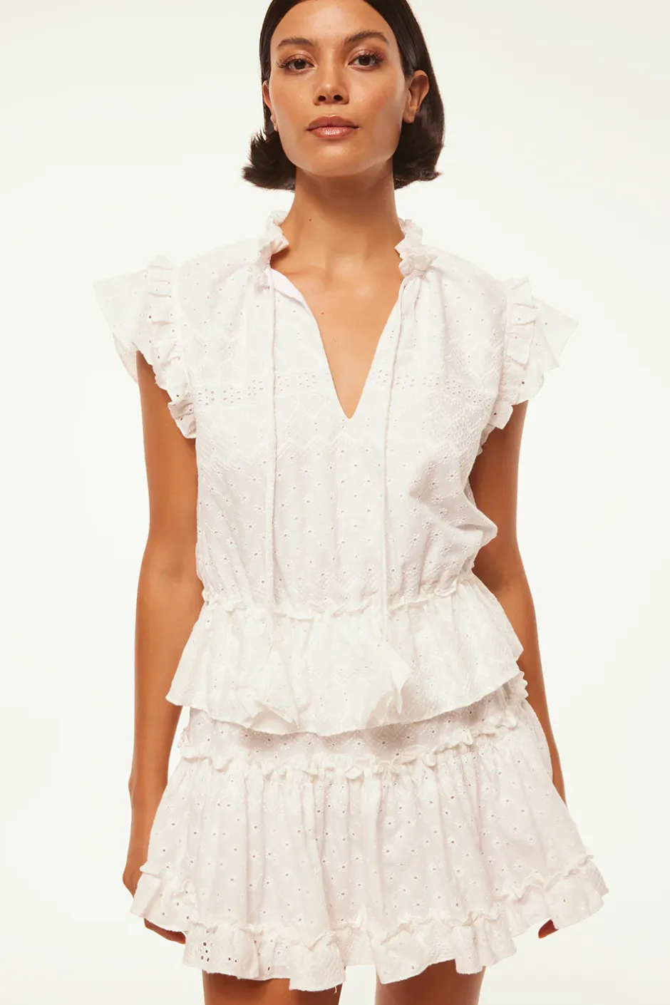 MISA Los Angeles ILIANA DRESS Whiteeyelet Discount