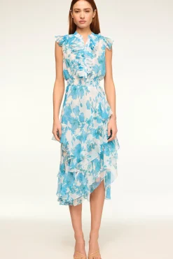 MISA Los Angeles ILYSA DRESS Turquoiseflorachiffon Sale