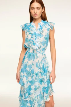 MISA Los Angeles ILYSA DRESS Turquoiseflorachiffon Sale