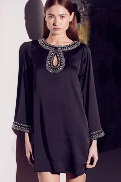 MISA Los Angeles IVY DRESS Blacksatin Clearance