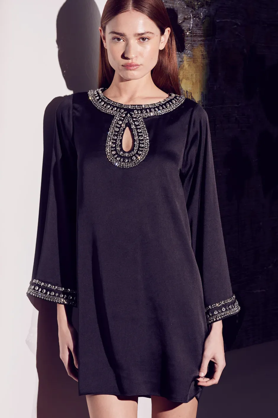 MISA Los Angeles IVY DRESS Blacksatin Clearance