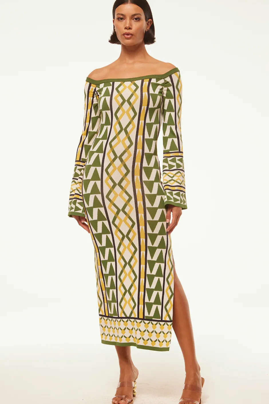 MISA Los Angeles JAQUETTA DRESS Limoncellogeojacquard Clearance