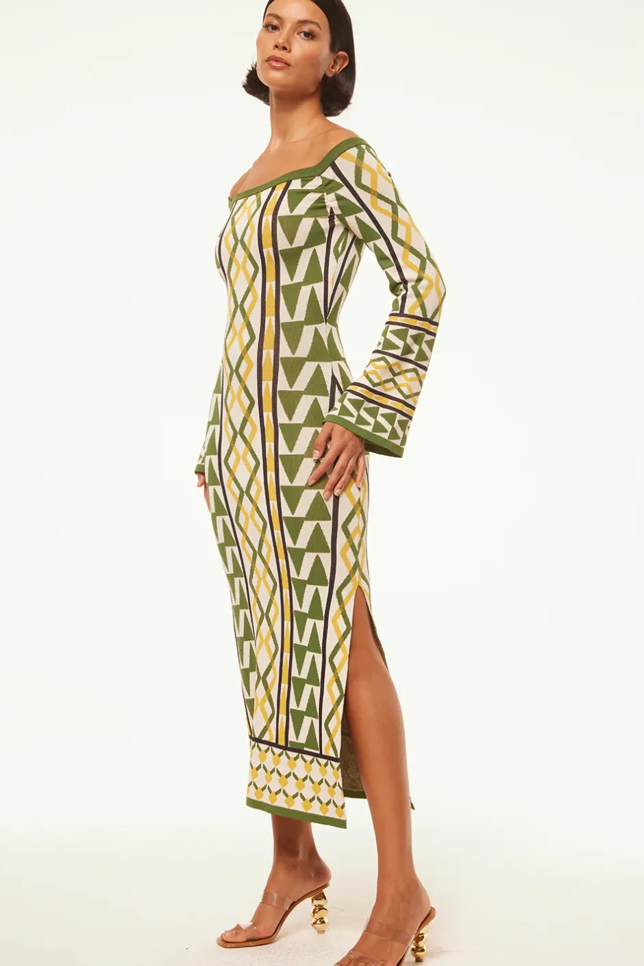 MISA Los Angeles JAQUETTA DRESS Limoncellogeojacquard Clearance