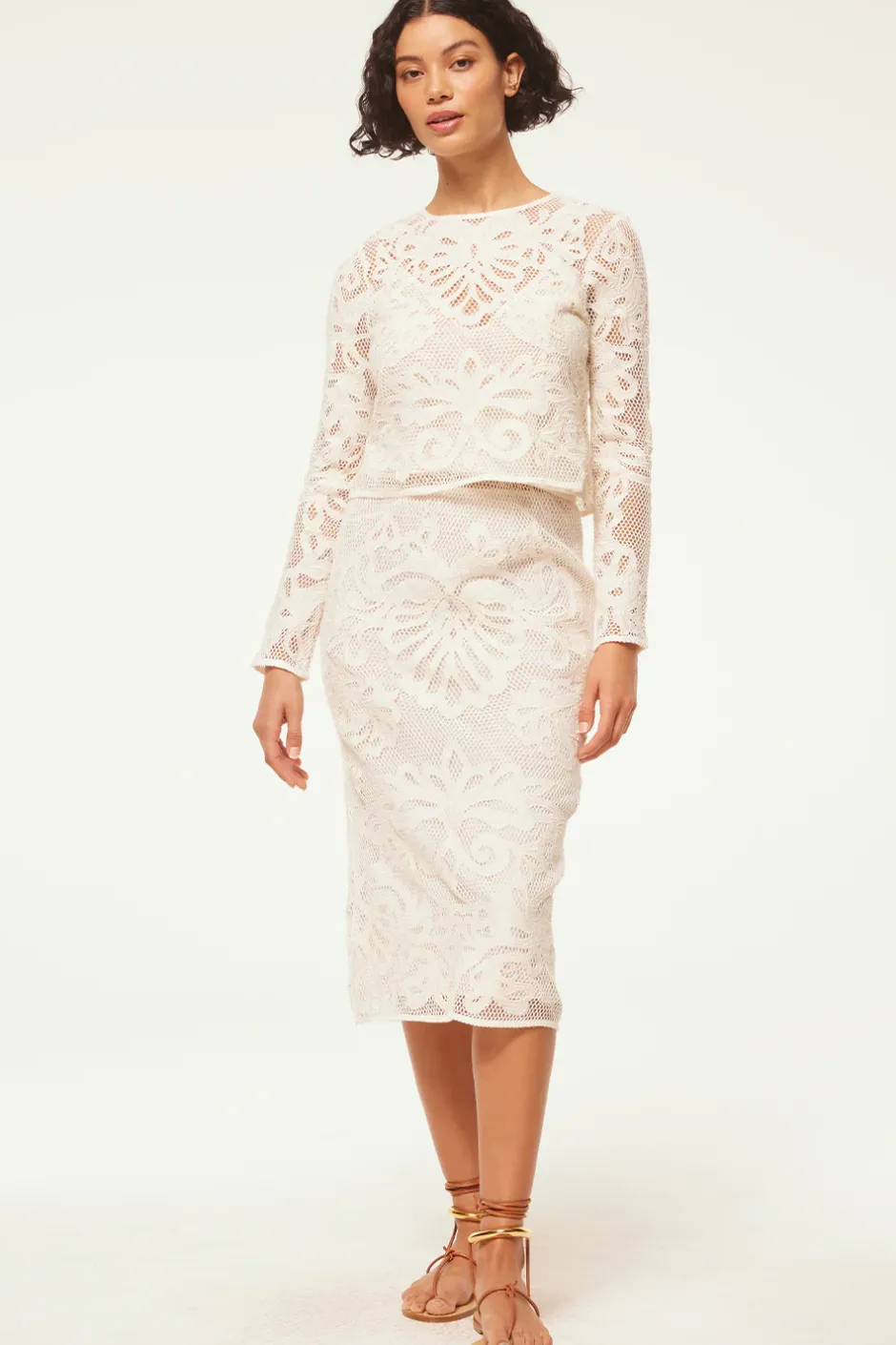 MISA Los Angeles KORD SKIRT Embroideredmesh Hot