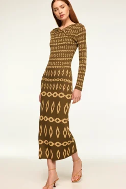 MISA Los Angeles LAINEY DRESS Olivegeostripe Online