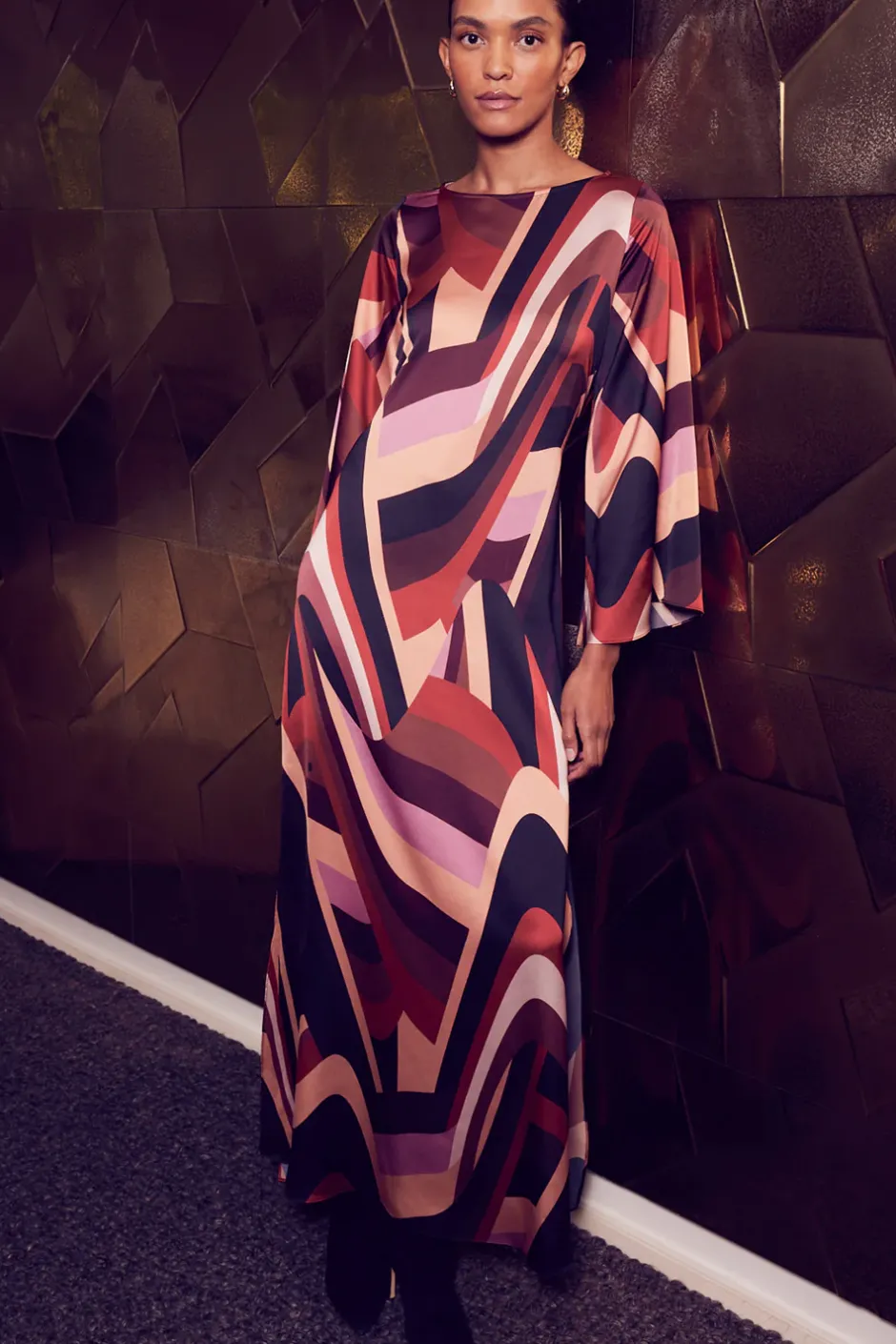 MISA Los Angeles LAURIE DRESS Canyonstripesatin Best