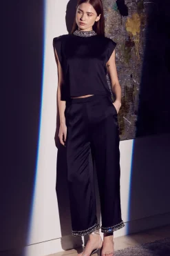 MISA Los Angeles LEIA PANT Blacksatin Online