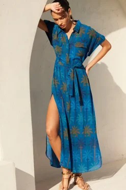 MISA Los Angeles LOU DRESS Cobaltpalmschiffon Fashion