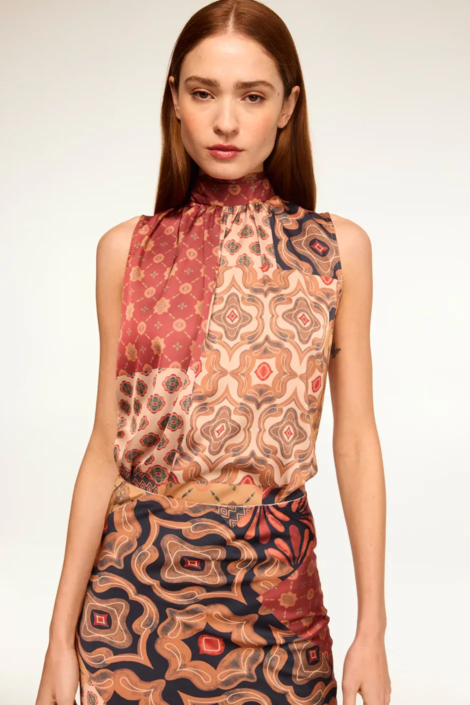 MISA Los Angeles LUKA TOP Surrealpatchworksatin Sale