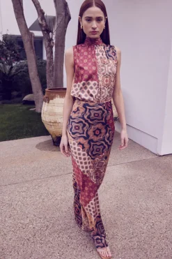 MISA Los Angeles LUKA TOP Surrealpatchworksatin Sale