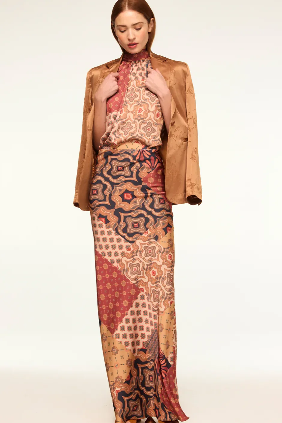 MISA Los Angeles LUKA TOP Surrealpatchworksatin Sale