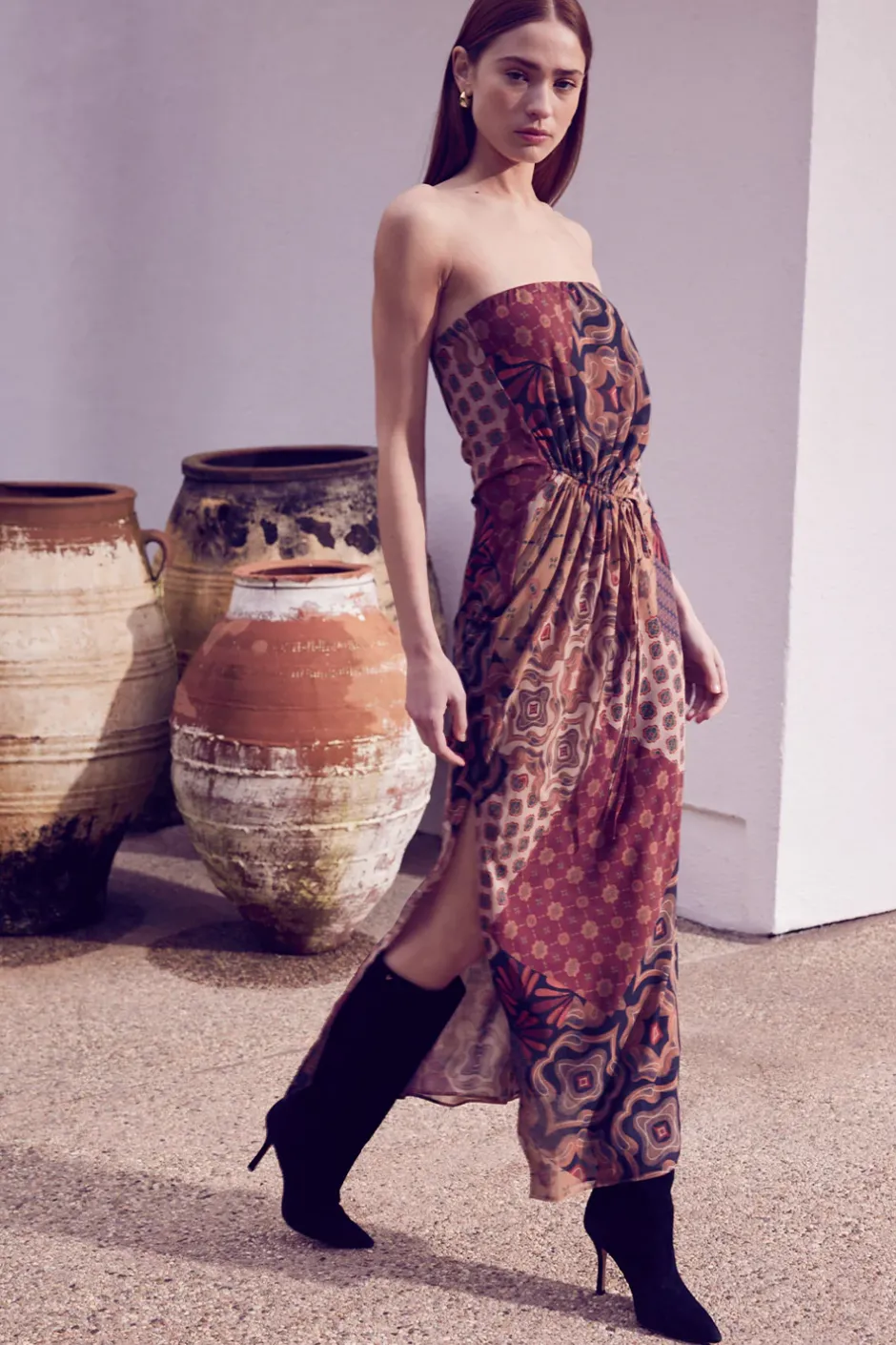 MISA Los Angeles MARIAH DRESS Surrealpatchworkchiffon Sale