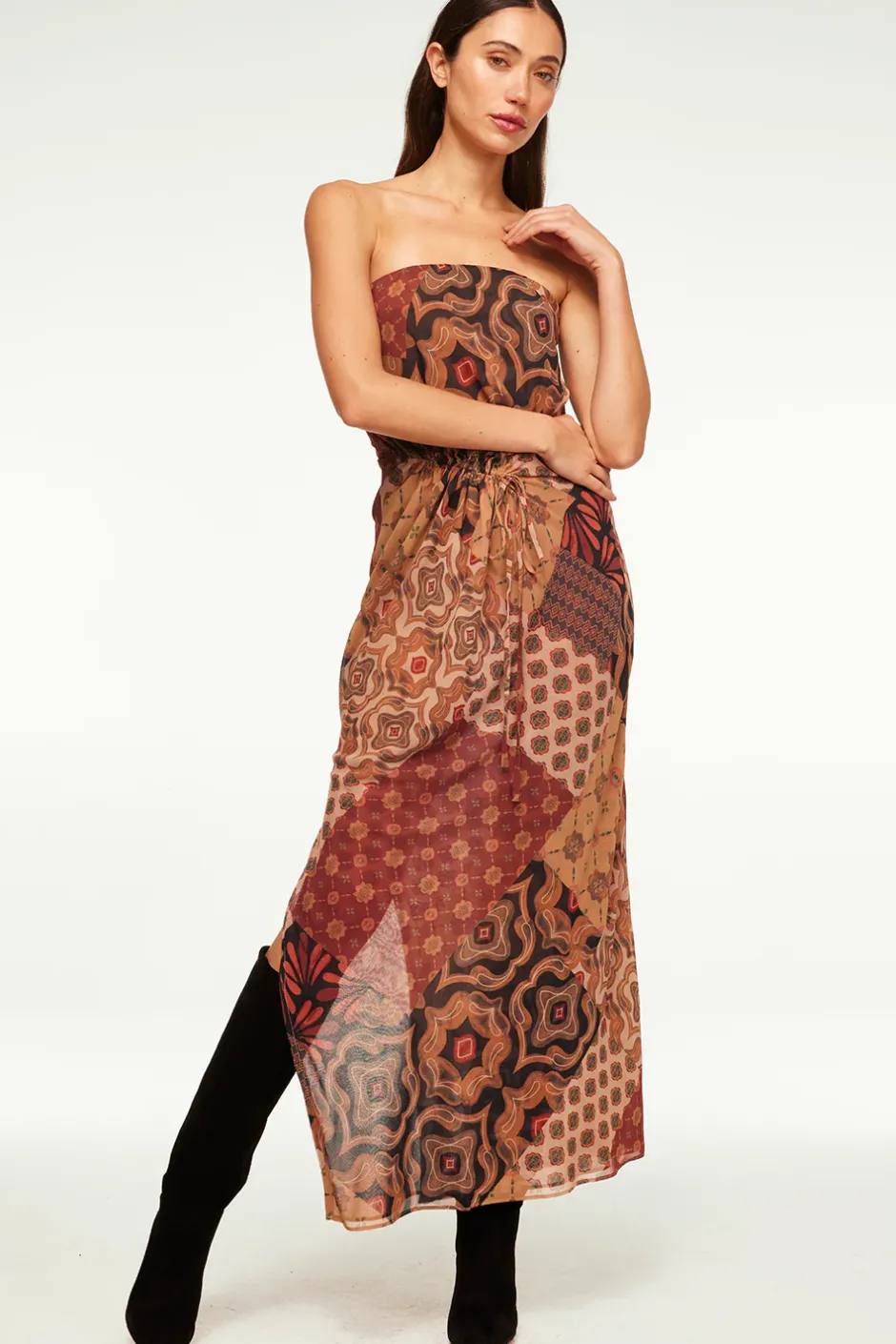 MISA Los Angeles MARIAH DRESS Surrealpatchworkchiffon Sale