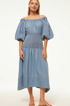 MISA Los Angeles MARILOU DRESS Bluechambray Sale