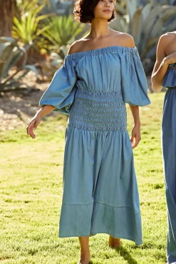 MISA Los Angeles MARILOU DRESS Bluechambray Sale